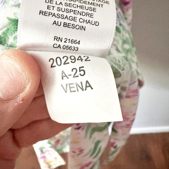 FOXCROFT Vena Linen Impressionist Floral 3/4 Sleeve Dress women’s size large - Picture 8 of 12